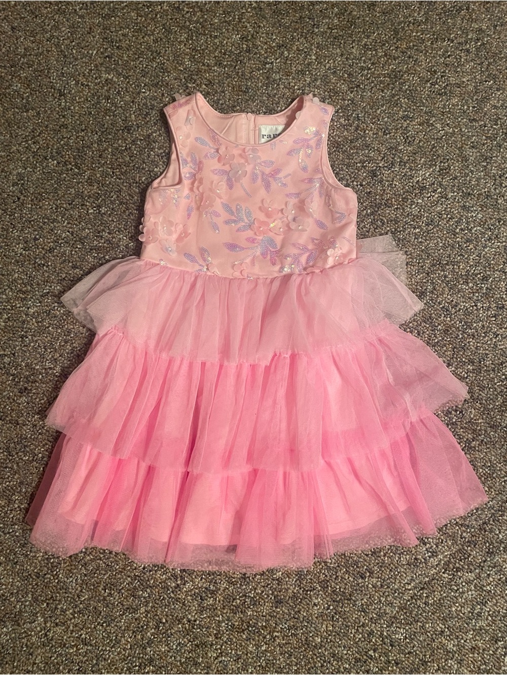 Rare Editions Pink Layered Tulle Formal Dress